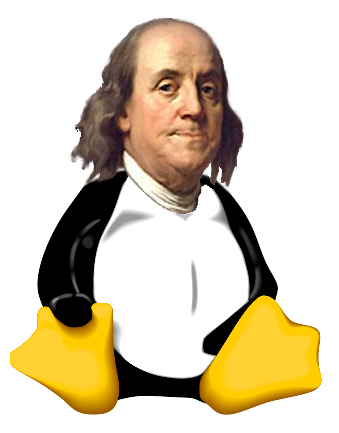 Benjamin Franklin Head on Tux